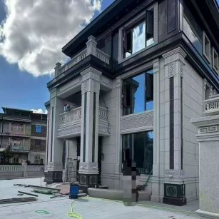 柳州 别墅干挂，芝麻白与芝麻黑完美配合